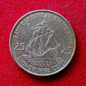 Eastern Caribbean States 25 Cents Elizabeth II 2002 Coin