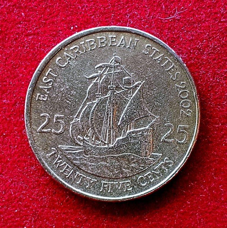 Eastern Caribbean States 25 Cents Elizabeth II 2002 Coin