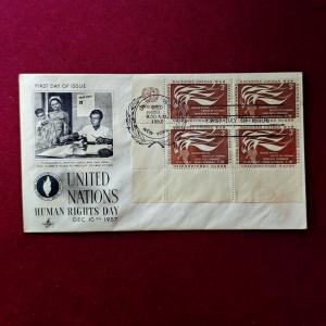 FDC :-1957 United Nations commemorating Human Rights Day - New York (4 Stamps - 3 Cents)