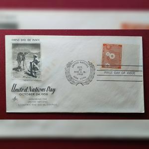 FDC :- 1958 United Nations Day With Stamp honoring the United Nations Economic and Social Council
