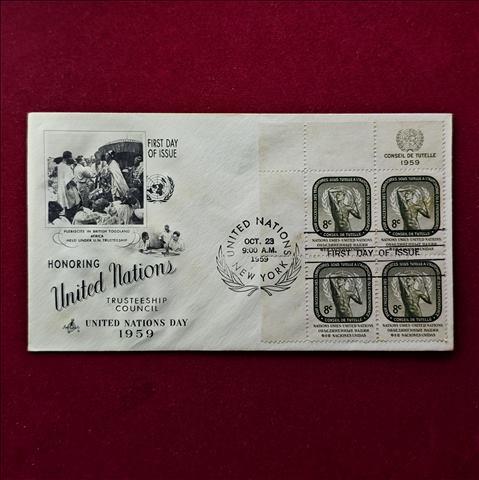 FDC : 1959 United Nations Trusteeship Council - United Nations Day (4 Stamp - 8C)