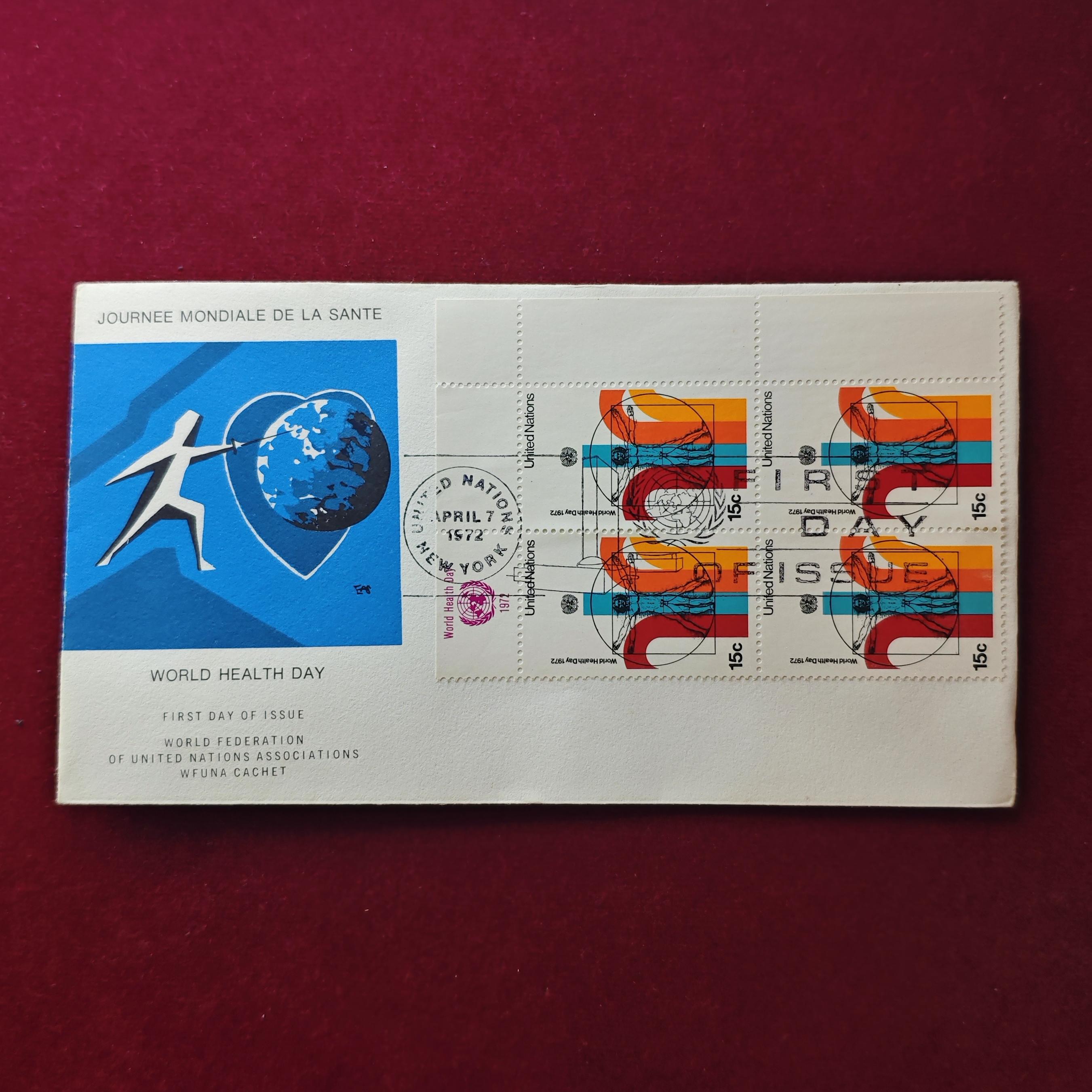 FDC :-1972 United Nations World Health Day (New York) 4V Stamps Of 15 Cents