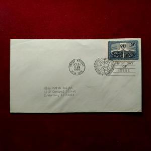 FDC :- United Nations 1956 “General Assembly — United Nations Headquarters” 3¢ — New York, October 24, 1956