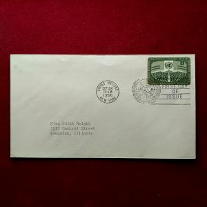 FDC :- United Nations 1956 “General Assembly — United Nations Headquarters” 8¢ — New York, October 24, 1956
