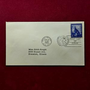 FDC:- United Nations 1958 “UN Headquarters — New York” 3¢ — New York, April 14, 1958