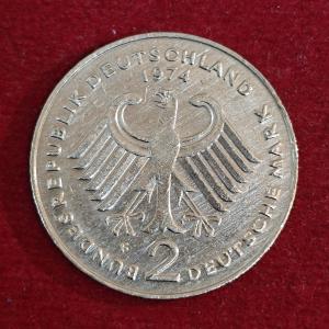Federal Republic of Germany 2 Deutsche Mark Konrad Adenauer 1969 Commemorative Coin