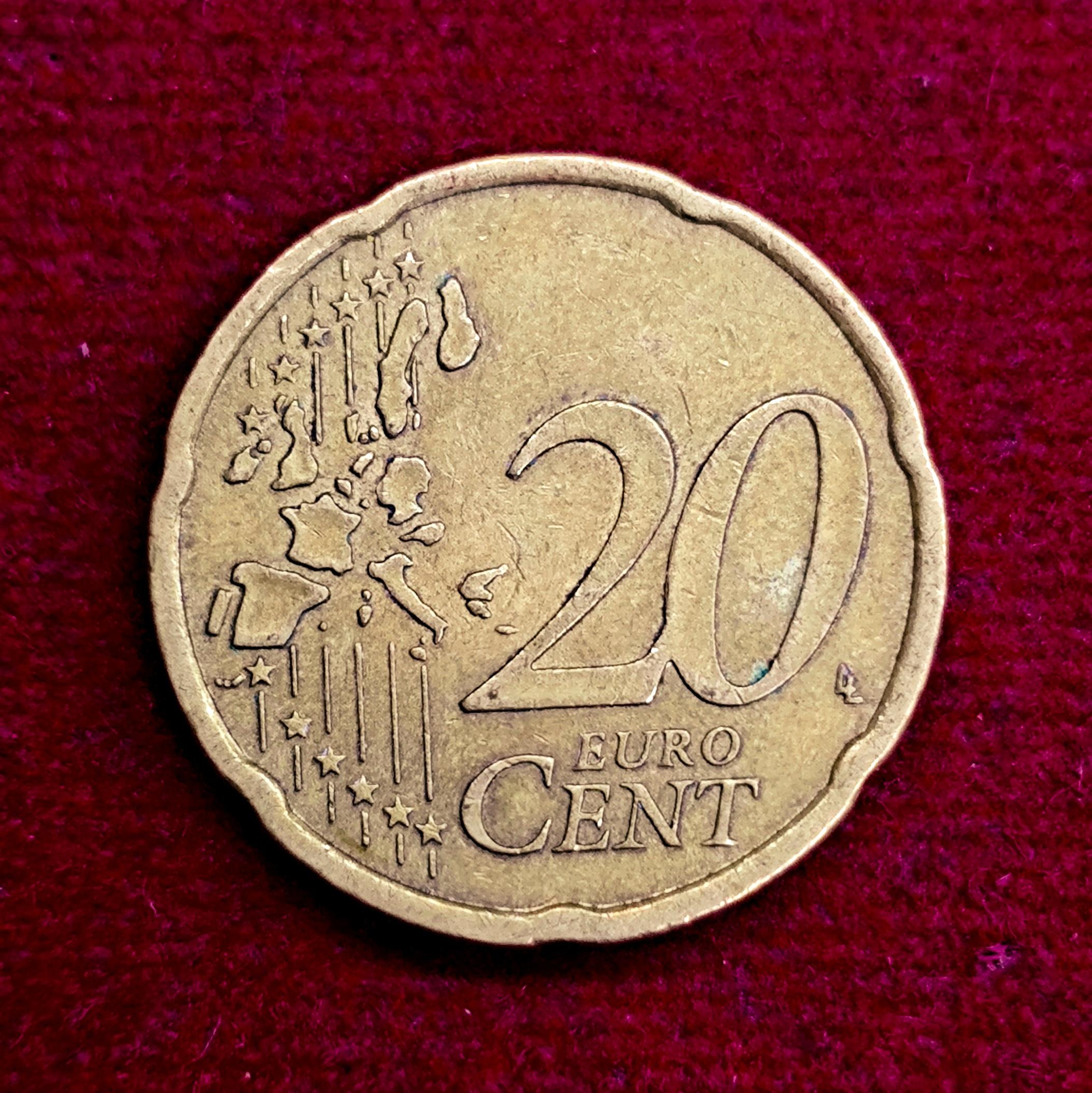 Federal Republic of Germany 20 Euro Cent 1st map 2002 Coin