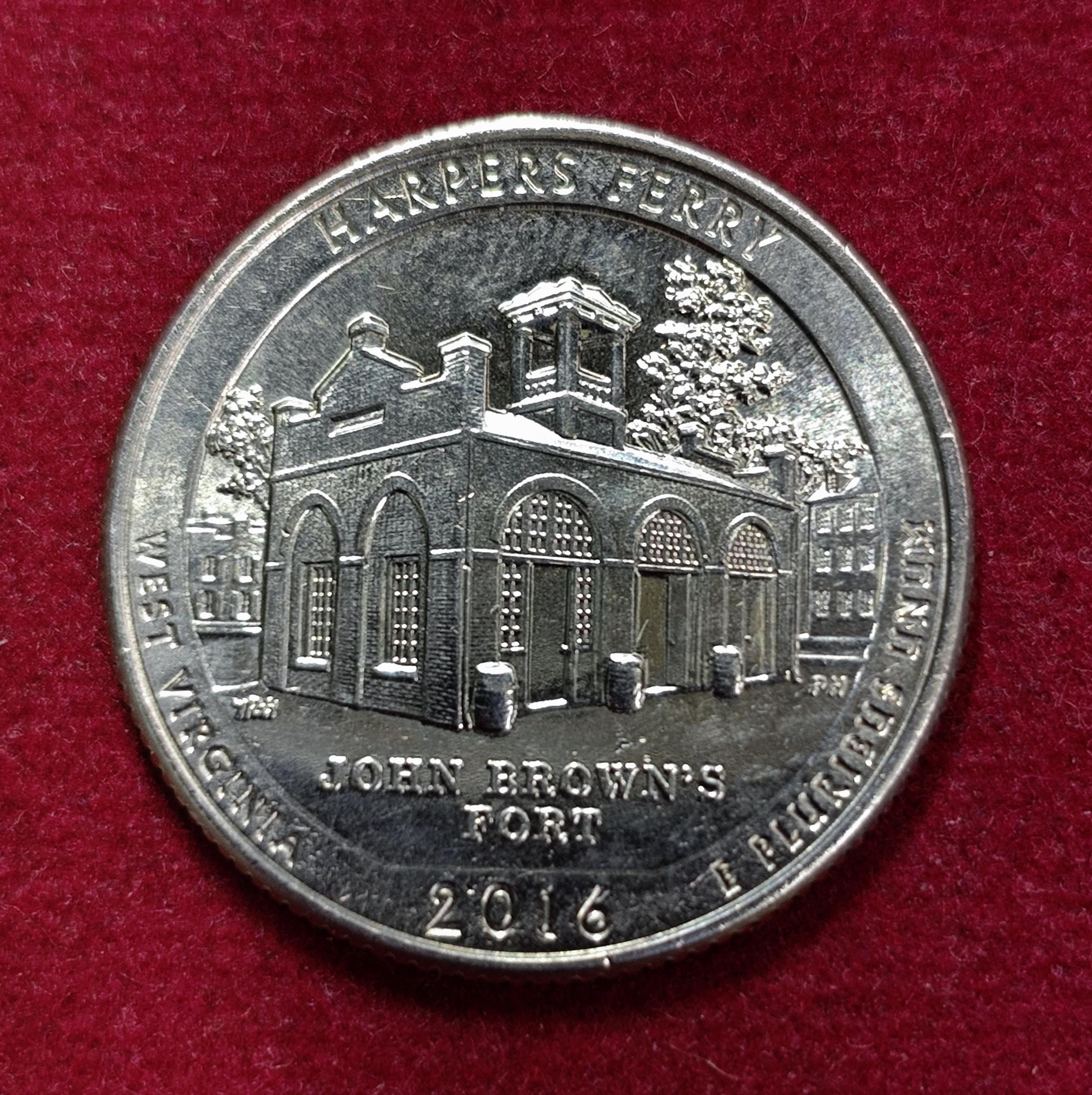 United States 1/4 Dollar "Washington Quarter" Harpers Ferry National Historical Park, West Virginia 2016 Coin D (Mint of Denver)