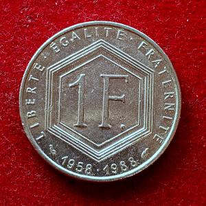France 1 Franc Charles de Gaulle 1988 Coin
