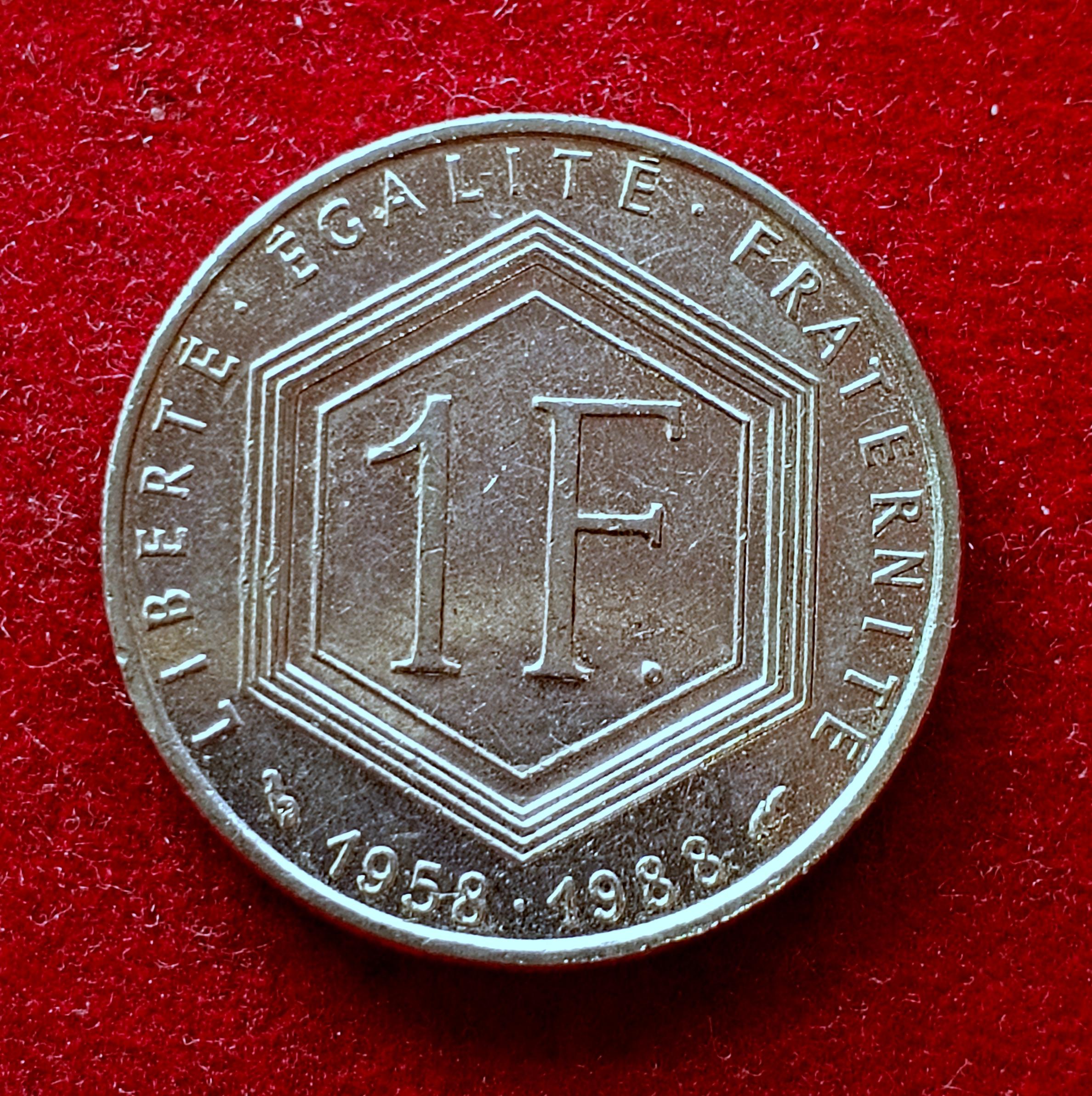 France 1 Franc Charles de Gaulle 1988 Coin
