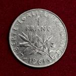 France 1 Franc Signature O. Roty 1961 Coin