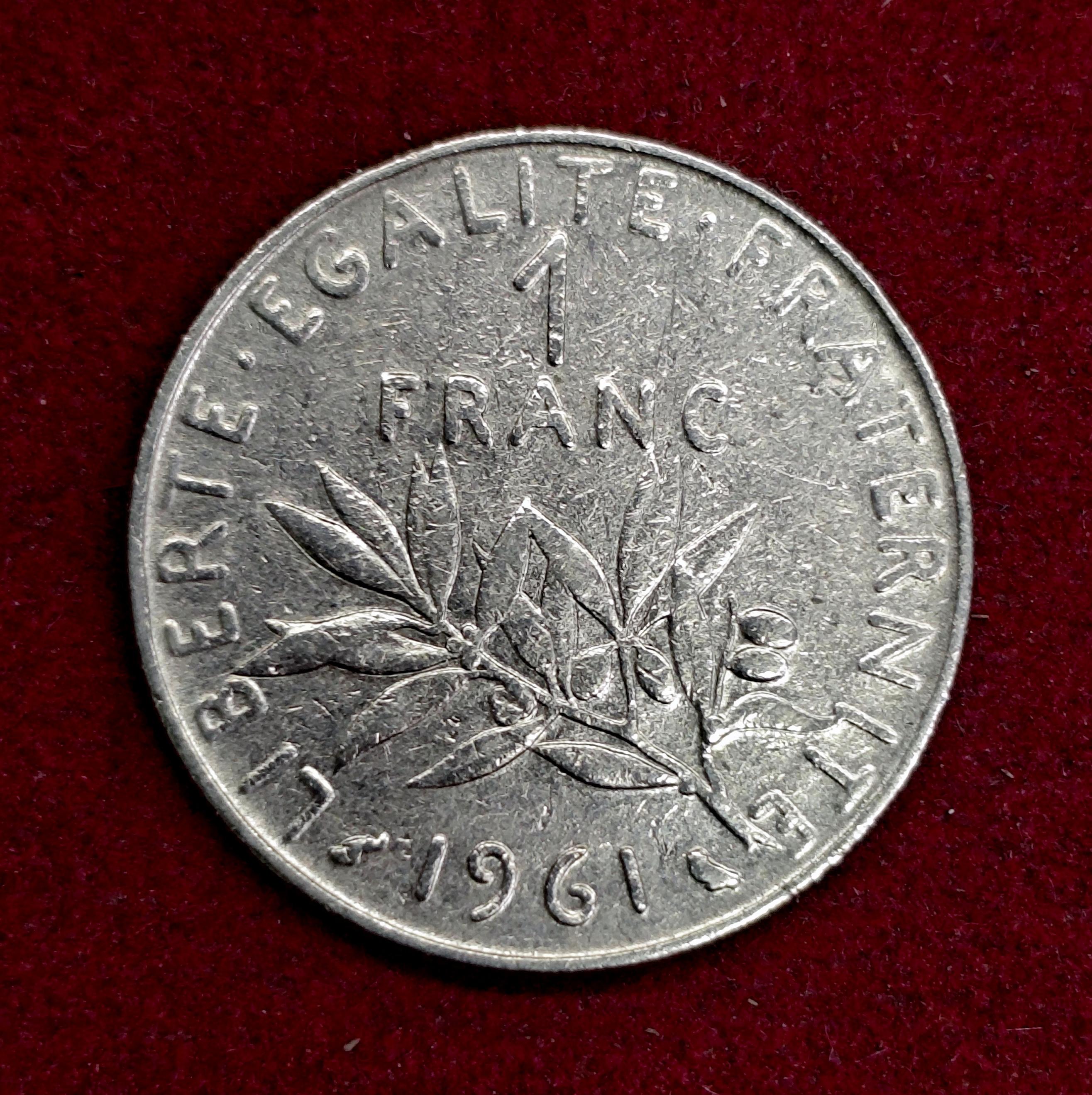 France 1 Franc Signature O. Roty 1961 Coin