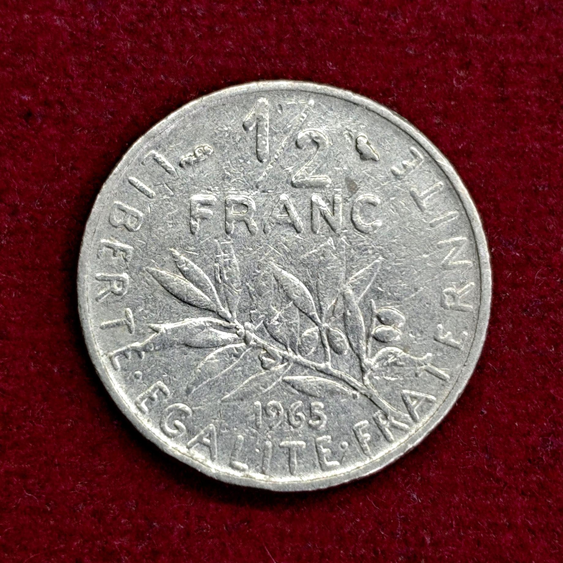 France 1/2 Franc signature "O. Roty" 1965 Coin