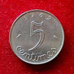 France 5 Centimes 5th republic 1962 Coin
