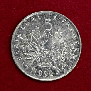 France 5 Francs 1992 Coin