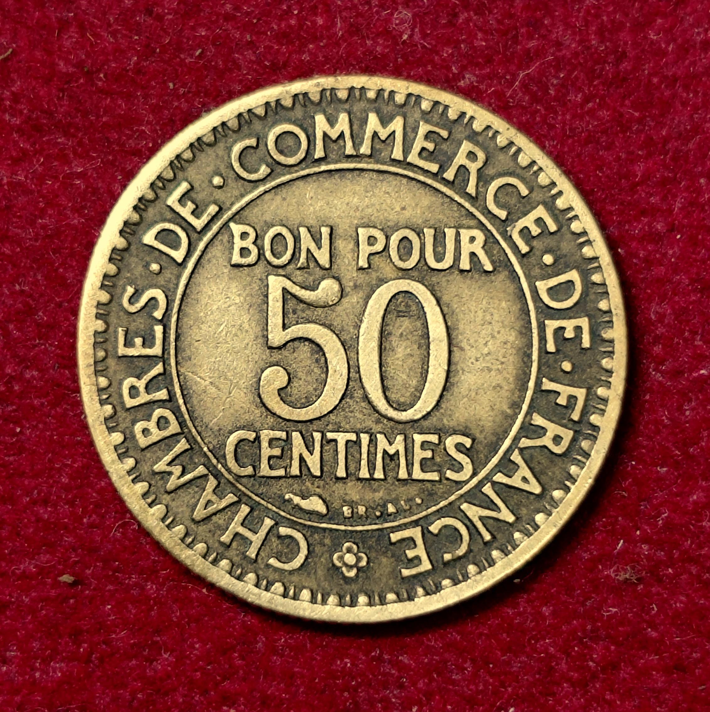 France 50 Centimes Chambers of Commerce 1923 Coin