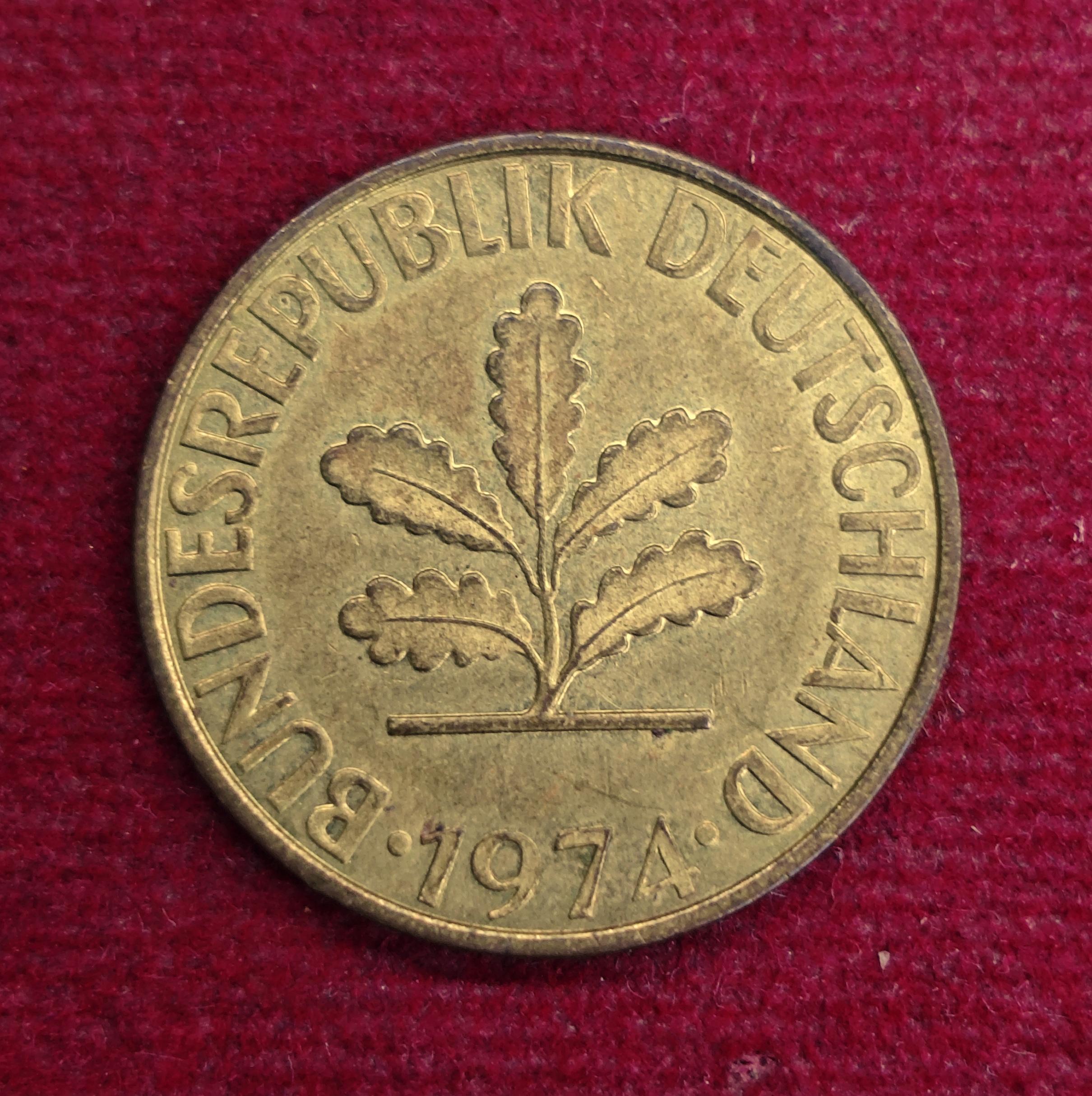 Germany 10 Pfennig 1974 Coin