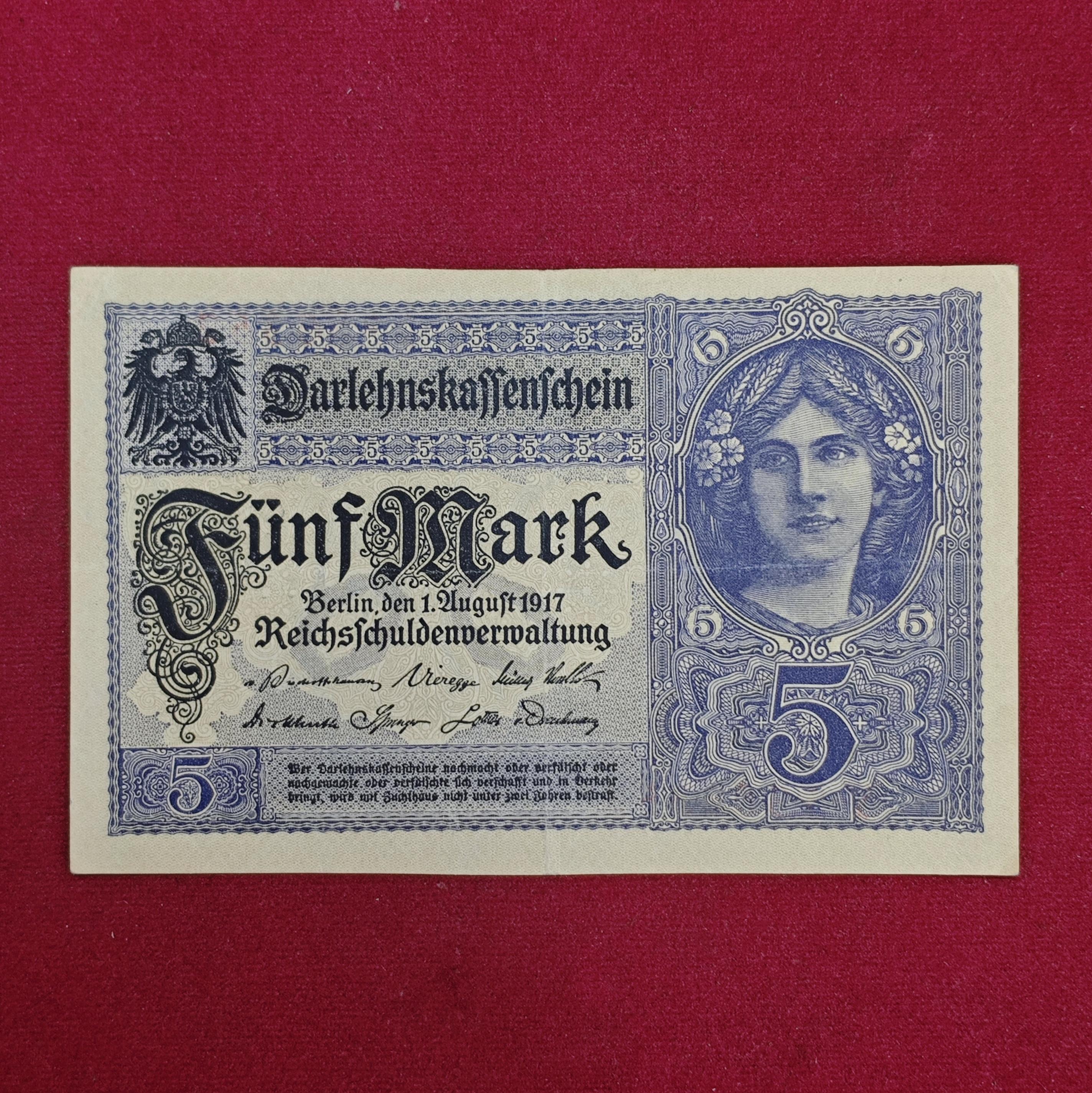 Germany 5 Mark Darlehnskassenschein 1917 Banknote