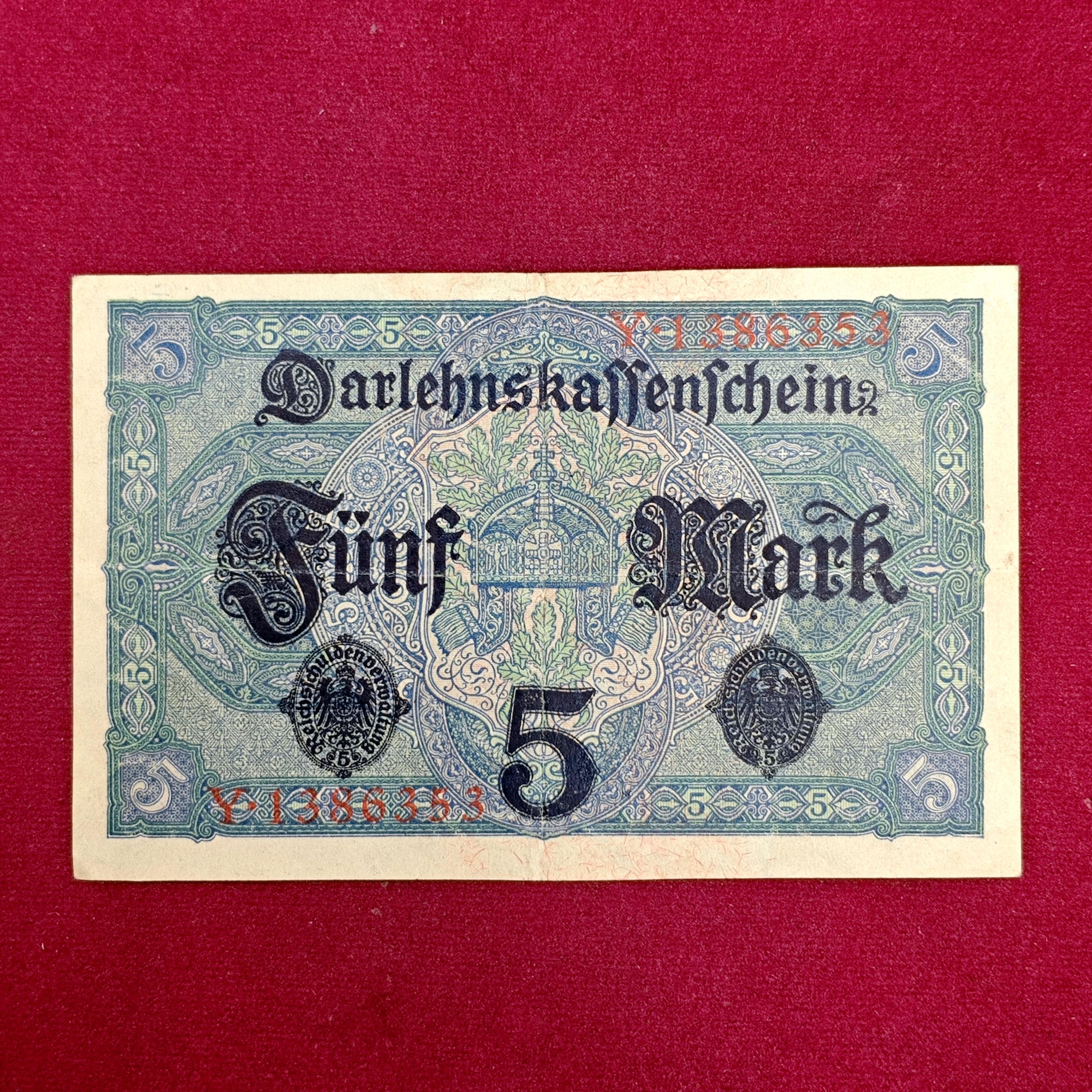 Germany 5 Mark Darlehnskassenschein 1917 Banknote