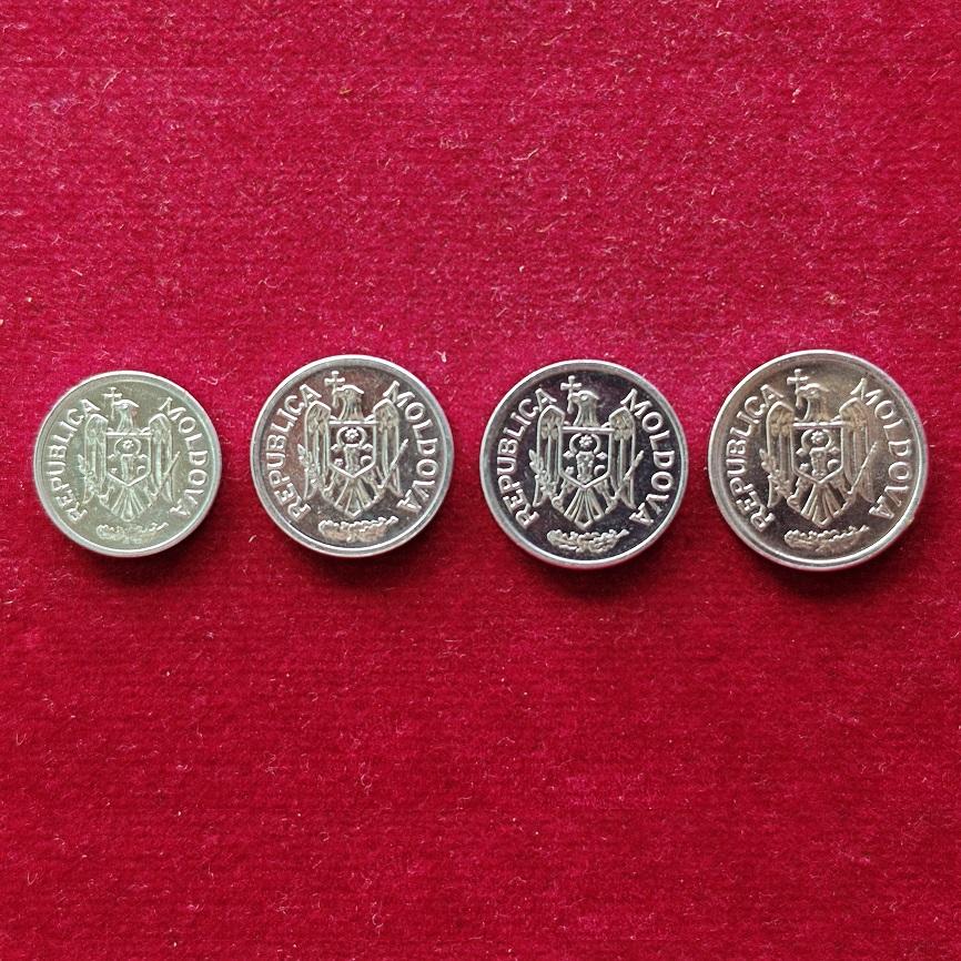 Moldova 4 Coins Set (1 Ban, 2, 5, 10, 25 Bani)