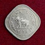 India 1/2 Anna 1954 Coin (Mumbai Mint)