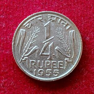 India 1/4 Rupee 1955 Coin (Calcutta Mint)