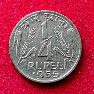 India 1/4 Rupee (Quarter rupee) 1955 Calcutta Mint