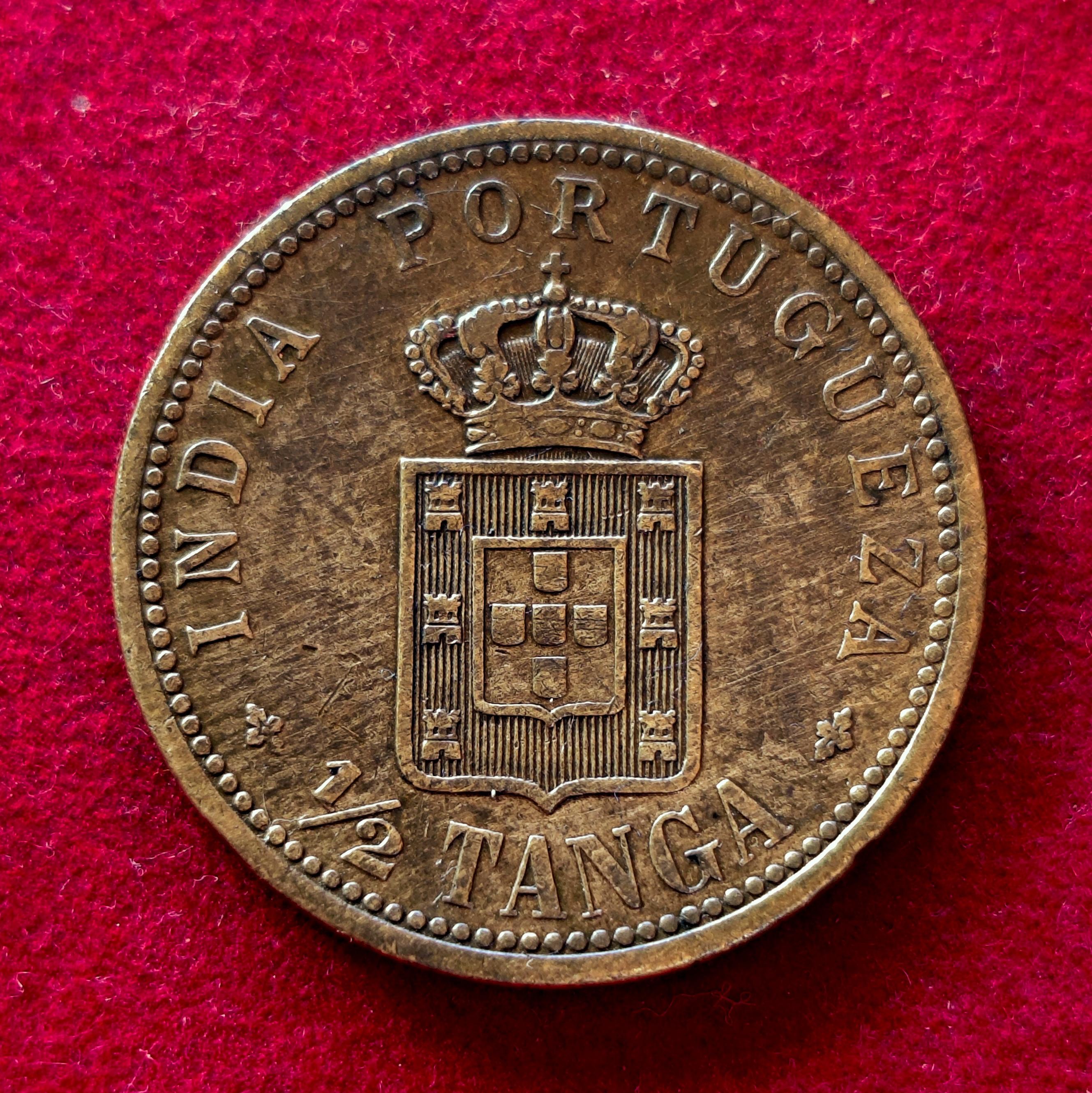 India Portuguese 1/2 Tanga Carlos I Lisboa mint 1903 Coin