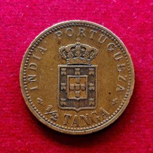 India Portuguese 1/2 Tanga Carlos I Lisboa mint 1903 Coin