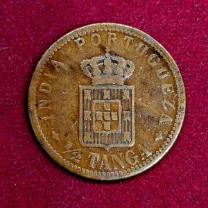 India Portuguese 1/2 Tanga Carlos I Lisboa mint 1901 Coin