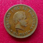 India Portuguese 1/2 Tanga Carlos I Lisboa mint  Coin