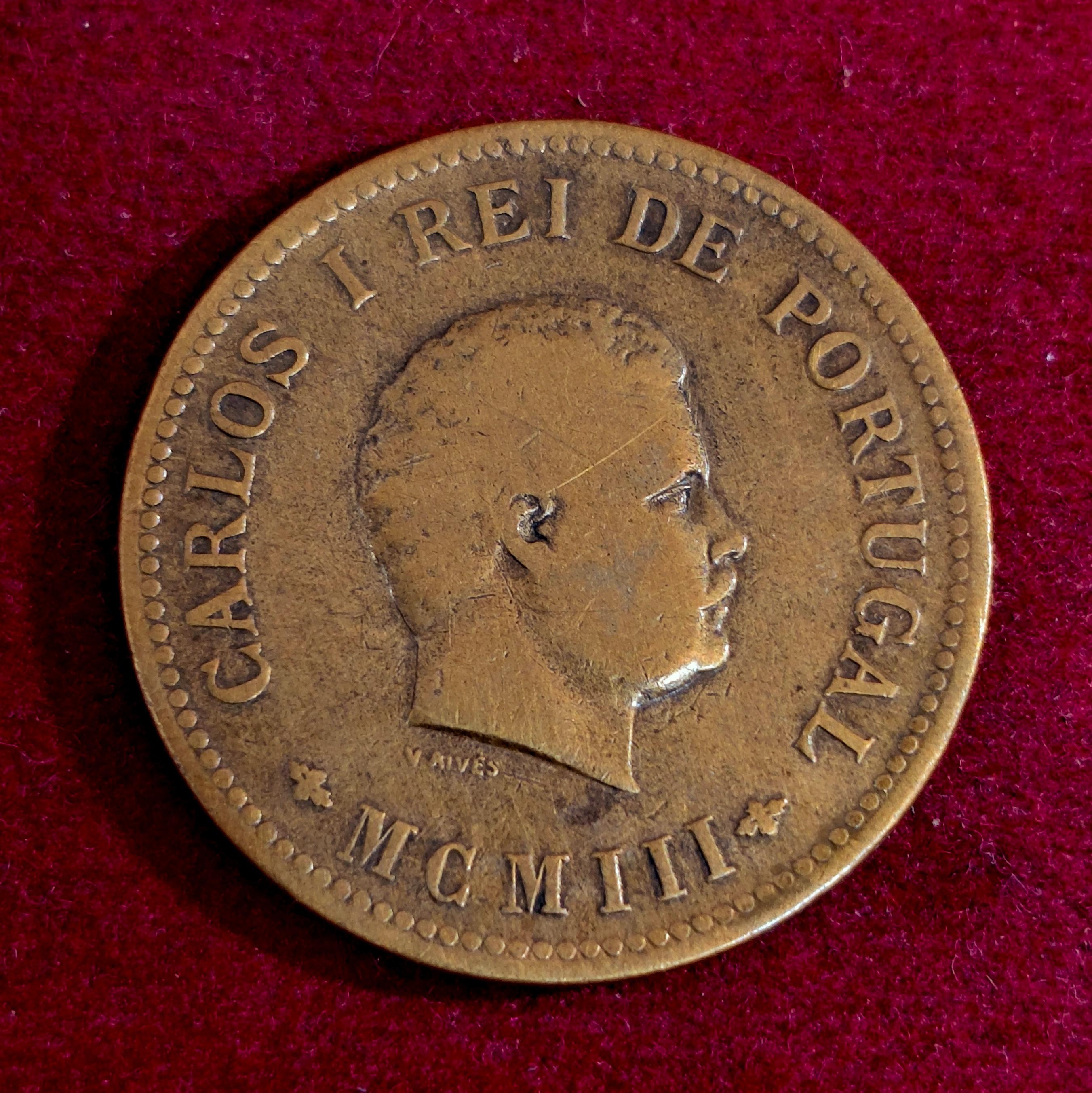India Portuguese 1/2 Tanga Carlos I Lisboa mint  Coin
