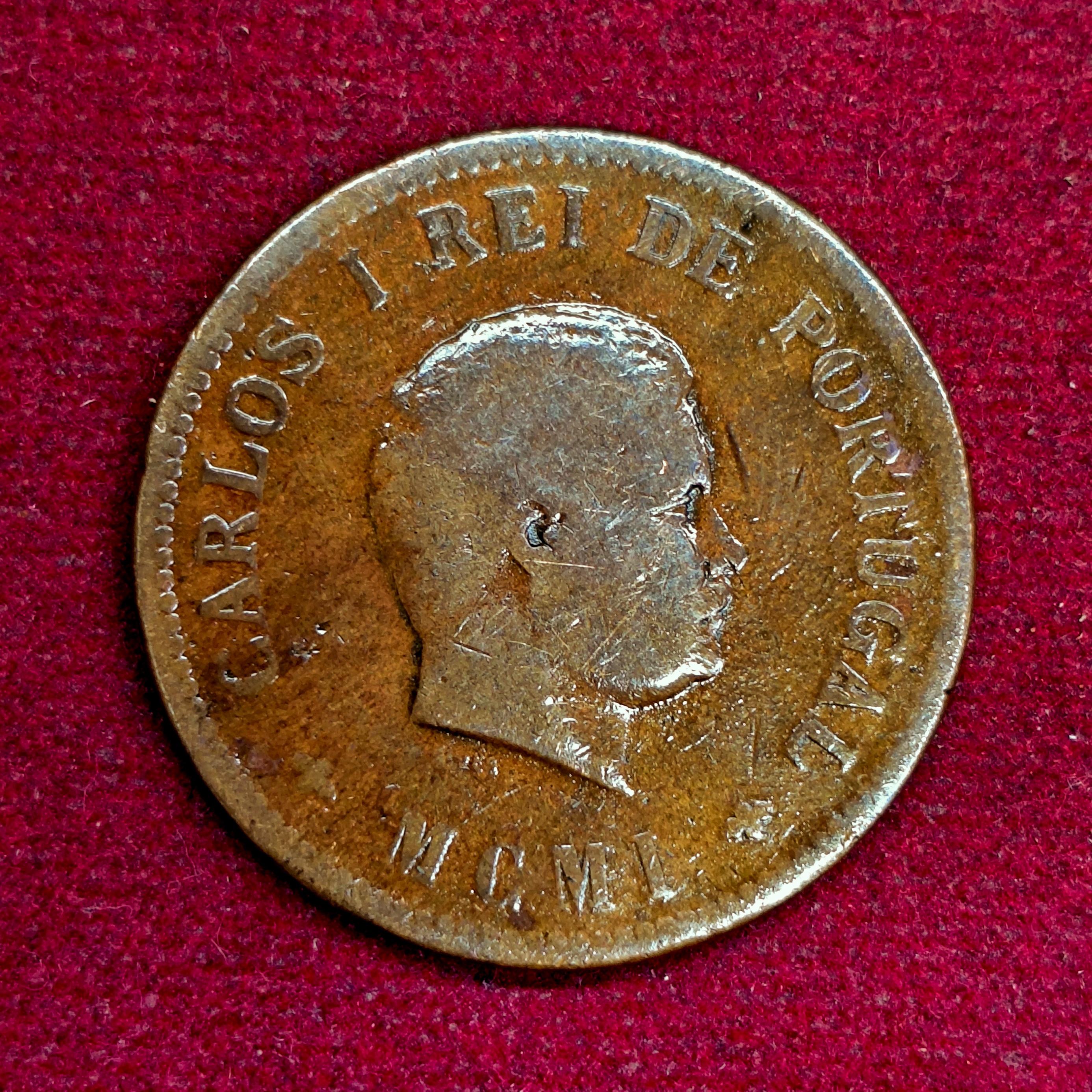 India Portuguese 1/2 Tanga Carlos I Lisboa mint 1901 Coin