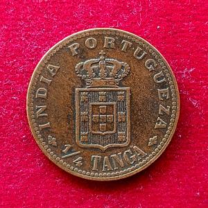 India Portuguese 1/4 Tanga Carlos I Coin