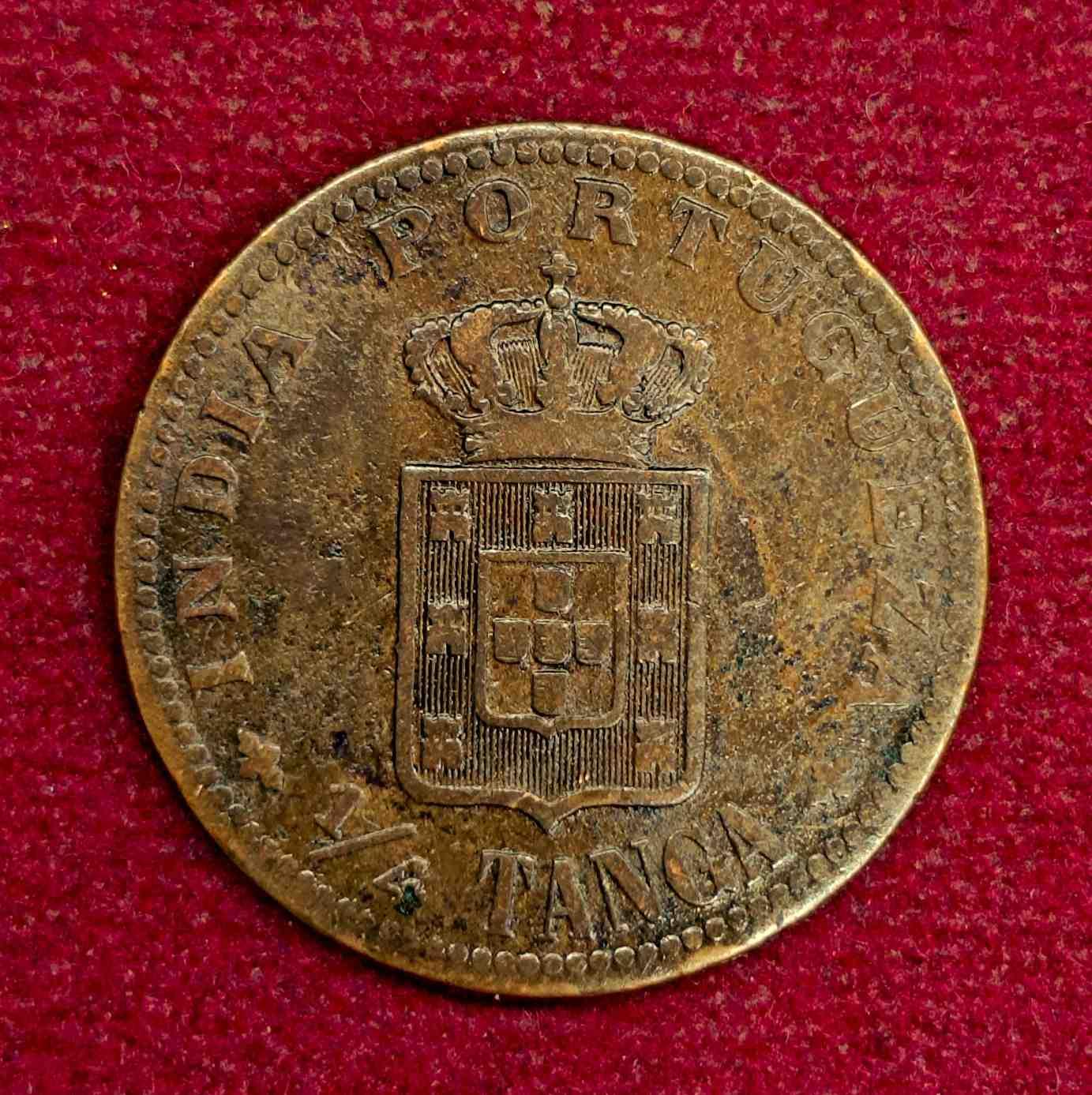 India Portuguese 1/4 Tanga Carlos I Coin
