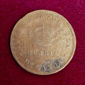 India Portuguese 1/4 Tanga - Luiz I Calcutta mint 1886 Coin