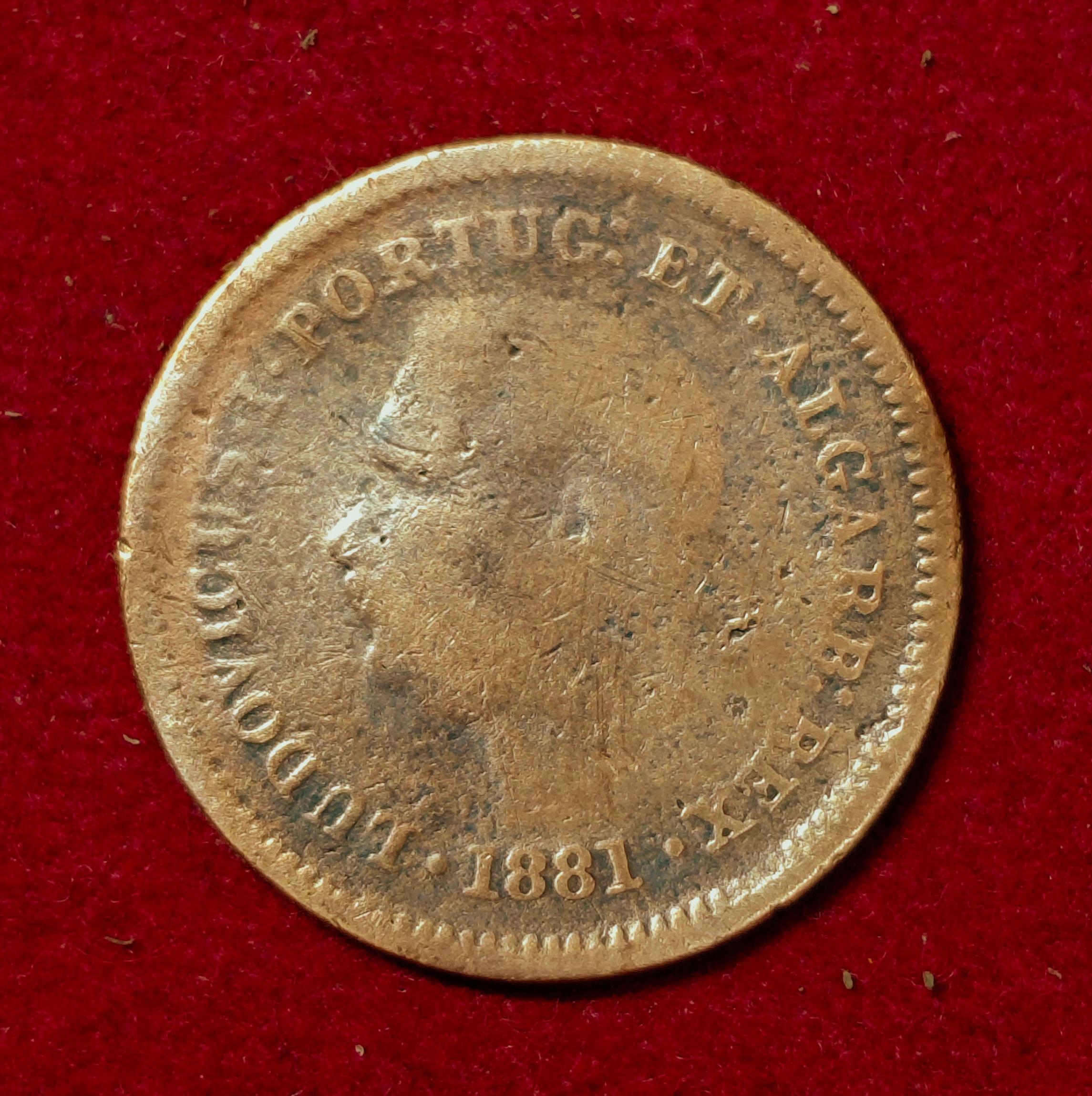 India Portuguese 1/8 Tanga Luiz I 1881 Coin