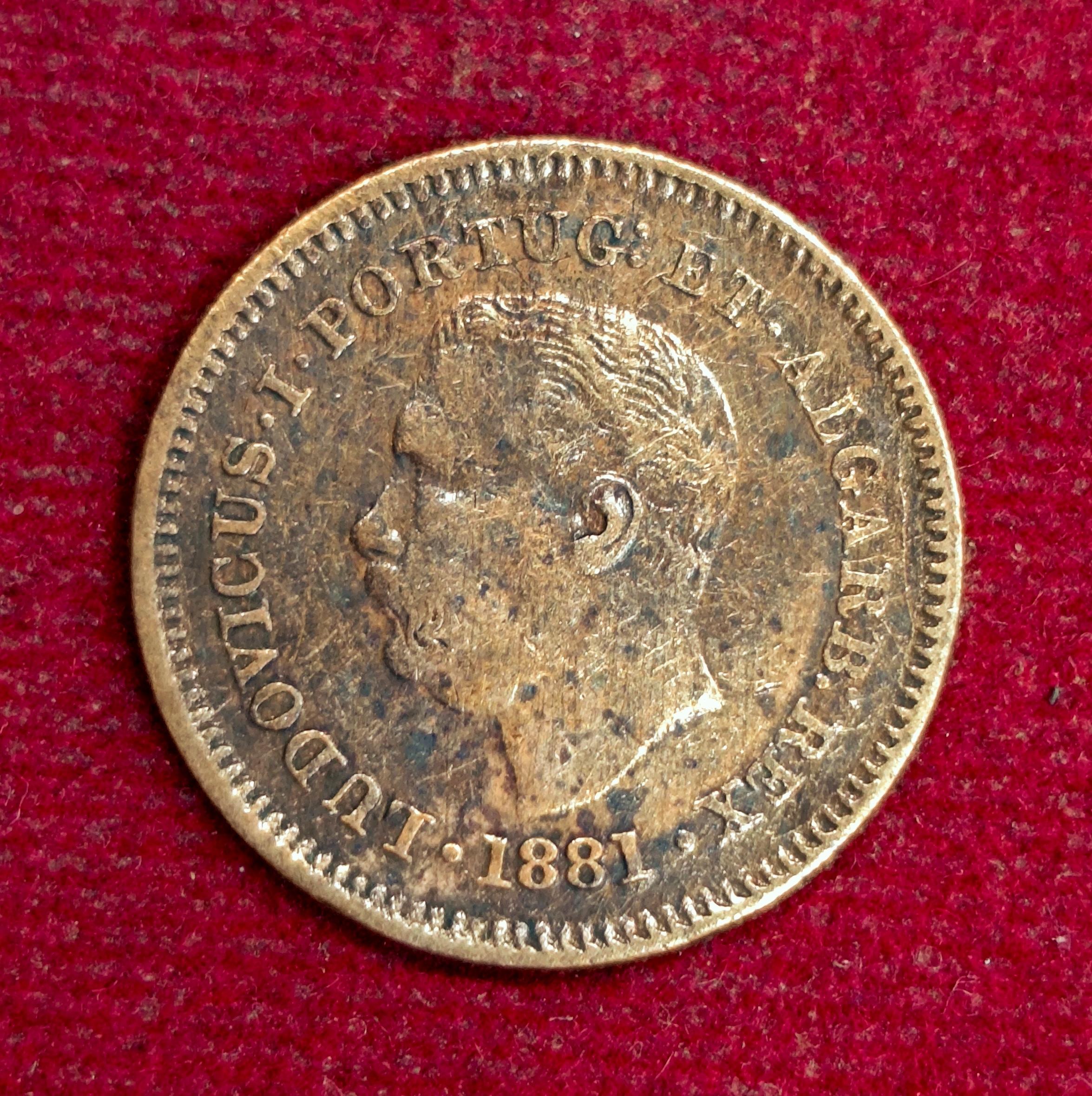 India Portuguese 1/8 Tanga Luiz I 1881 Coin