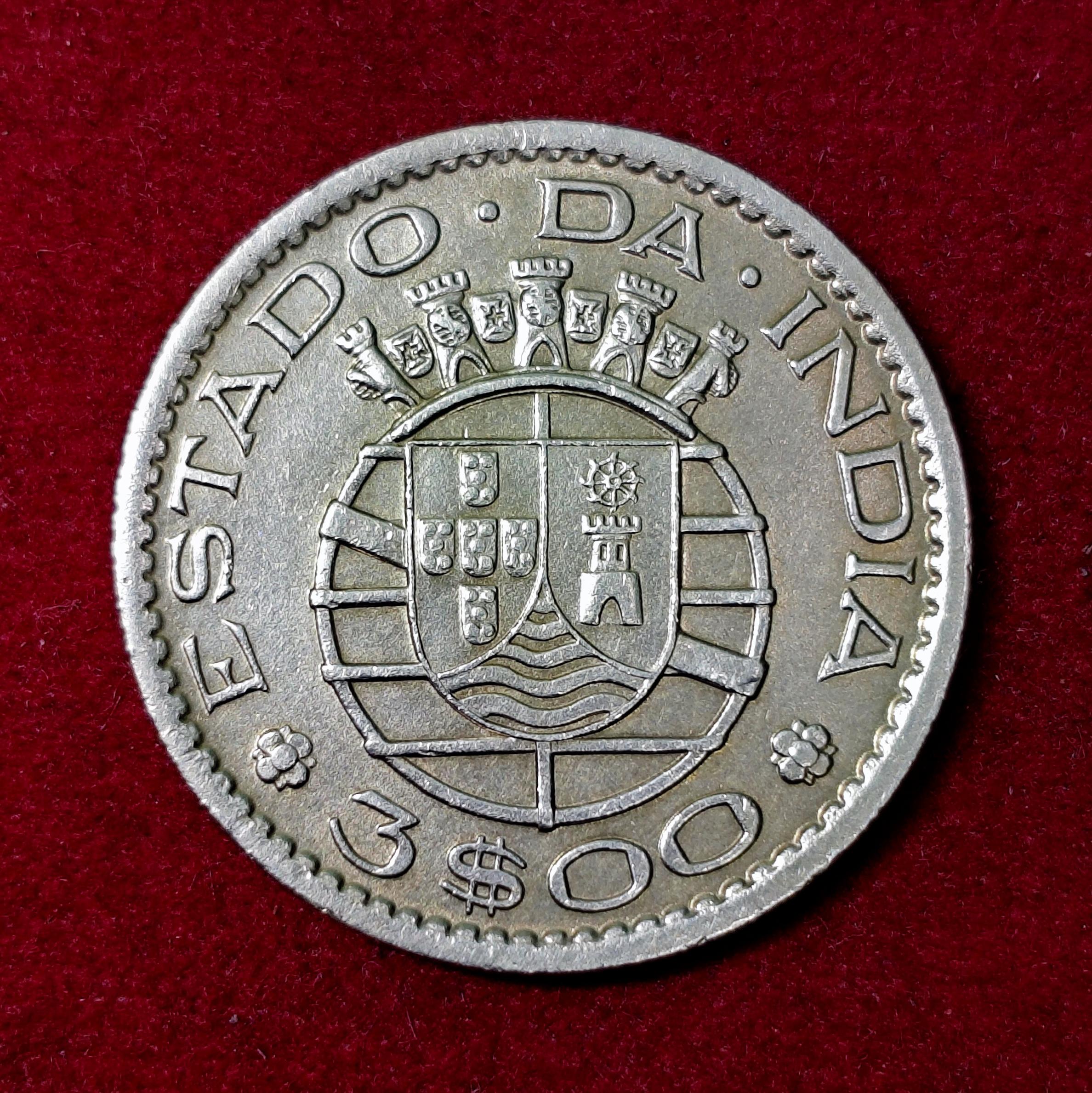 India Portuguese 3 Escudos 1959 Coin