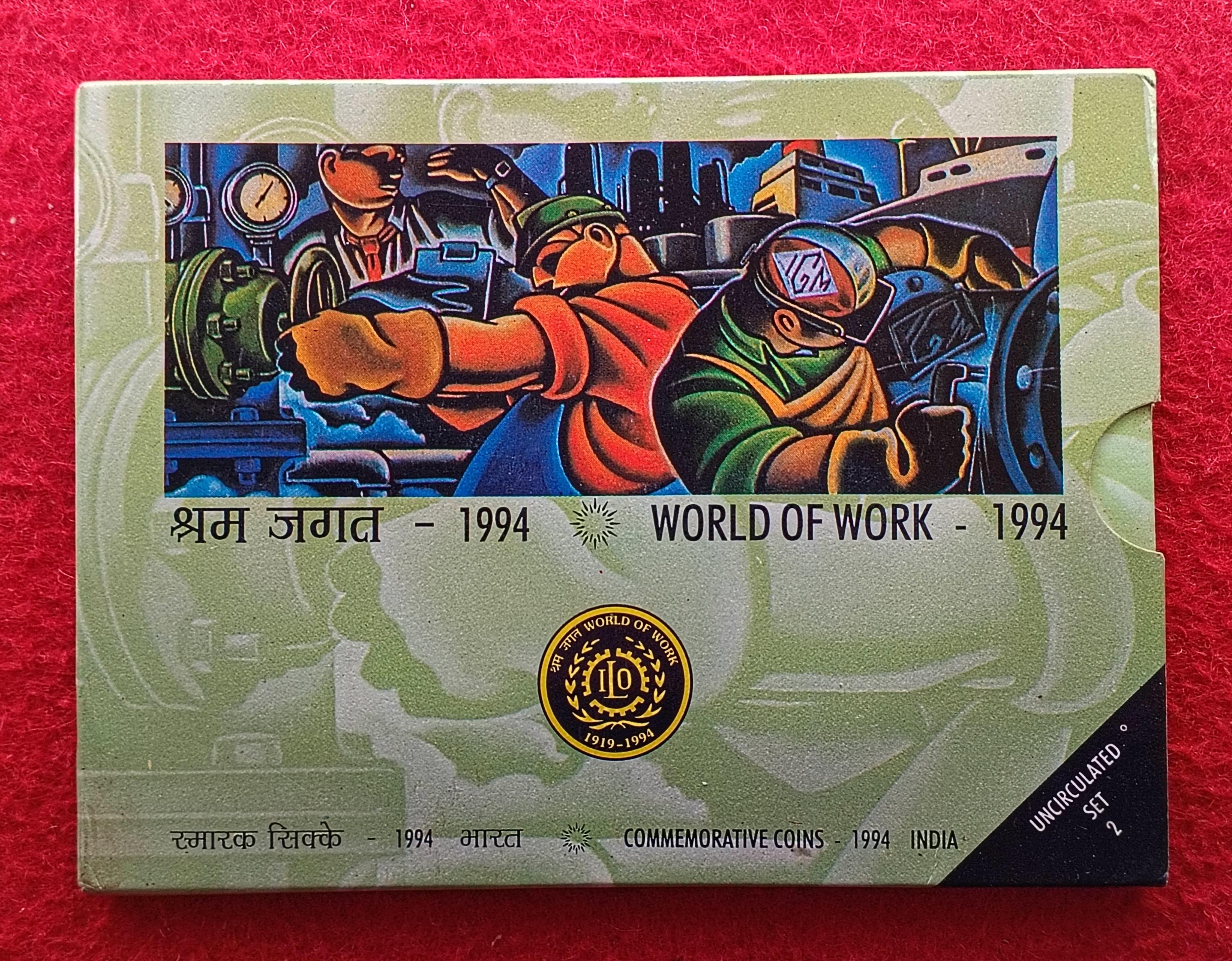 International Labour Organisation (ILO) World Of Work 1994 Commemorative UNC 2 Coins Set (Mumbai Mint)