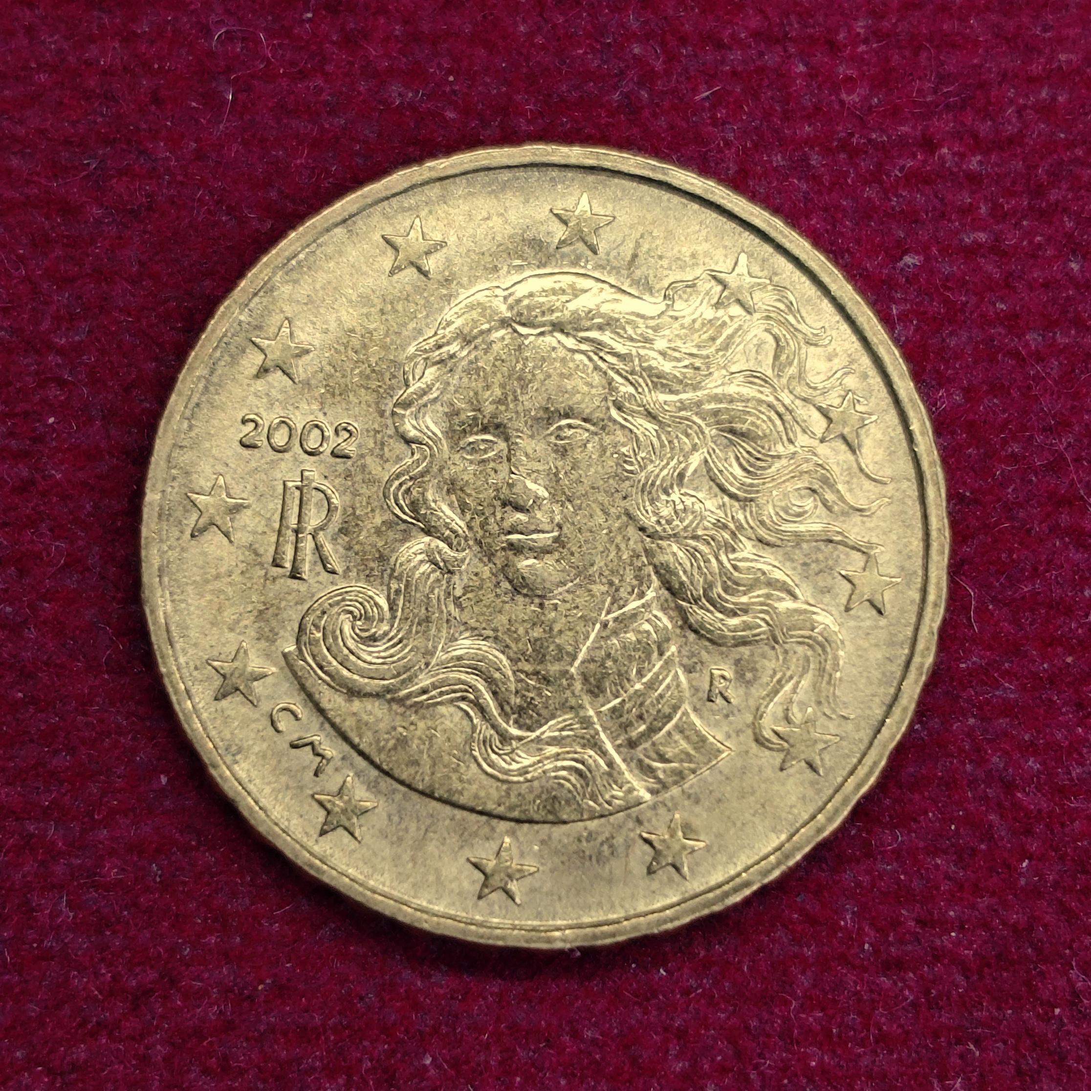 Italy 10 Euro Cent 2nd map 2002 Coin