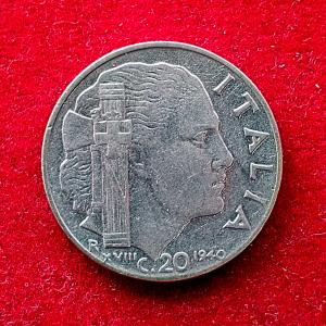 Italy 20 Centesimi Vittorio Emanuele III 1940 Coin