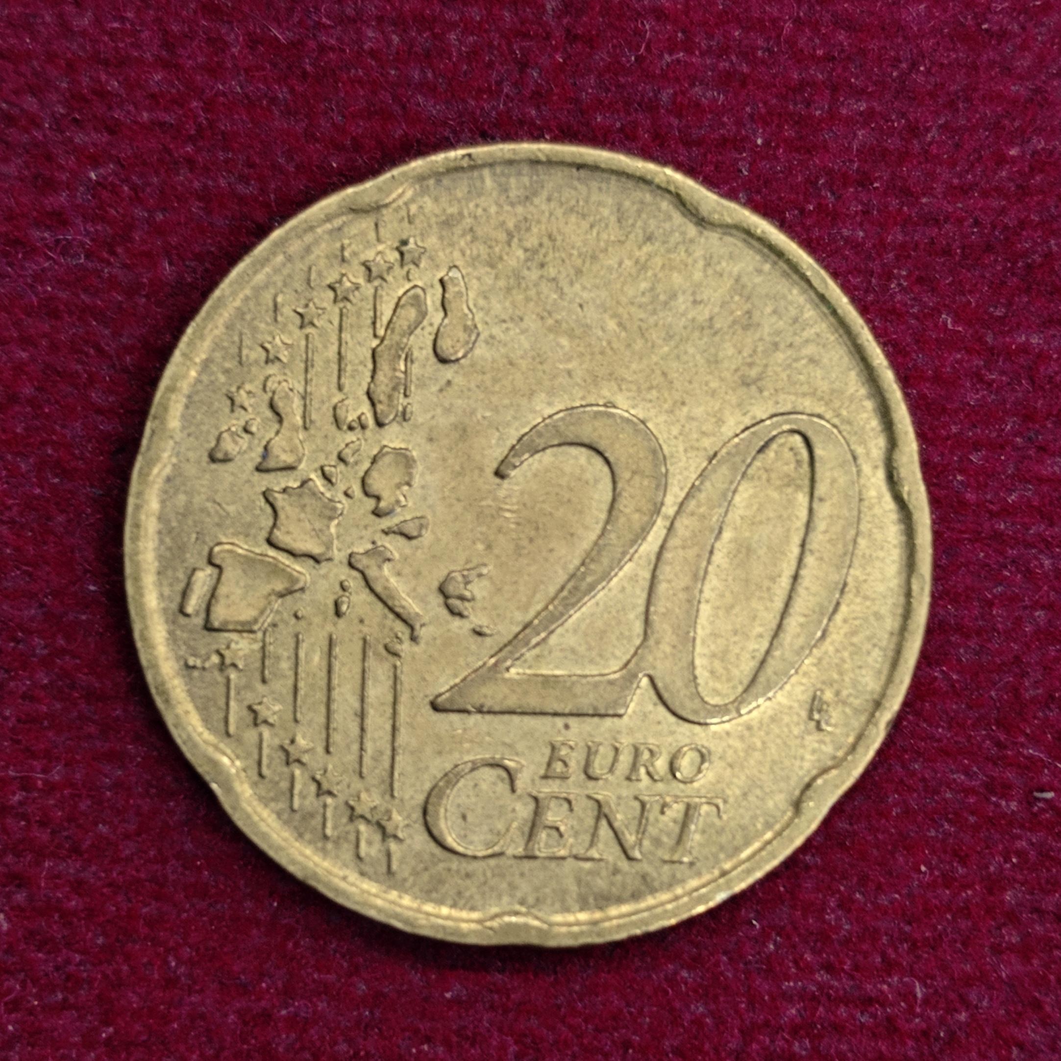 Italy 20 Euro Cent 1st map 2002 Coin