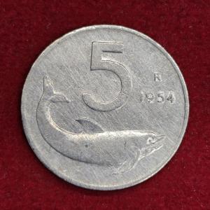 Italy 5 Lire 1954 Coin