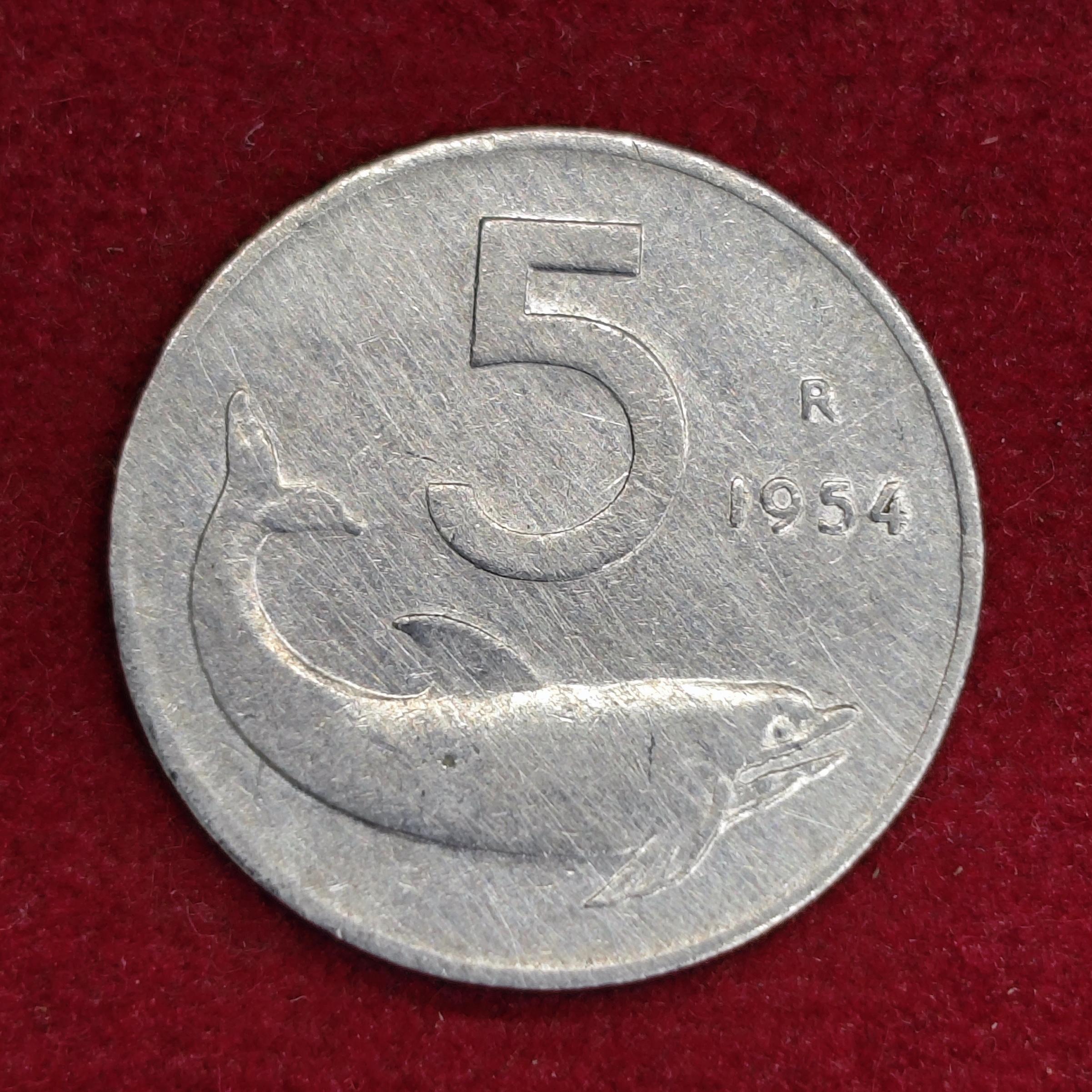Italy 5 Lire 1954 Coin