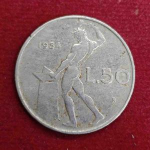 Italy 50 Lire 1954 Coin (Small Type)