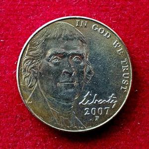 United States (USA) 5 Cents "Jefferson Nickel"  Return to Monticello 2007 Coin  P (Mint of Philadelphia)