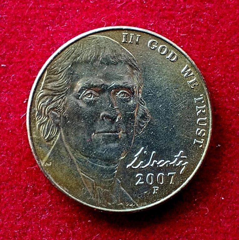 United States (USA) 5 Cents "Jefferson Nickel"  Return to Monticello 2007 Coin  P (Mint of Philadelphia)