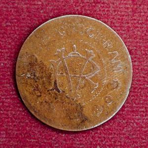 Kingdom of Travancore 1 Chuckram Moolam Thirunal Rama Varma VI Coin