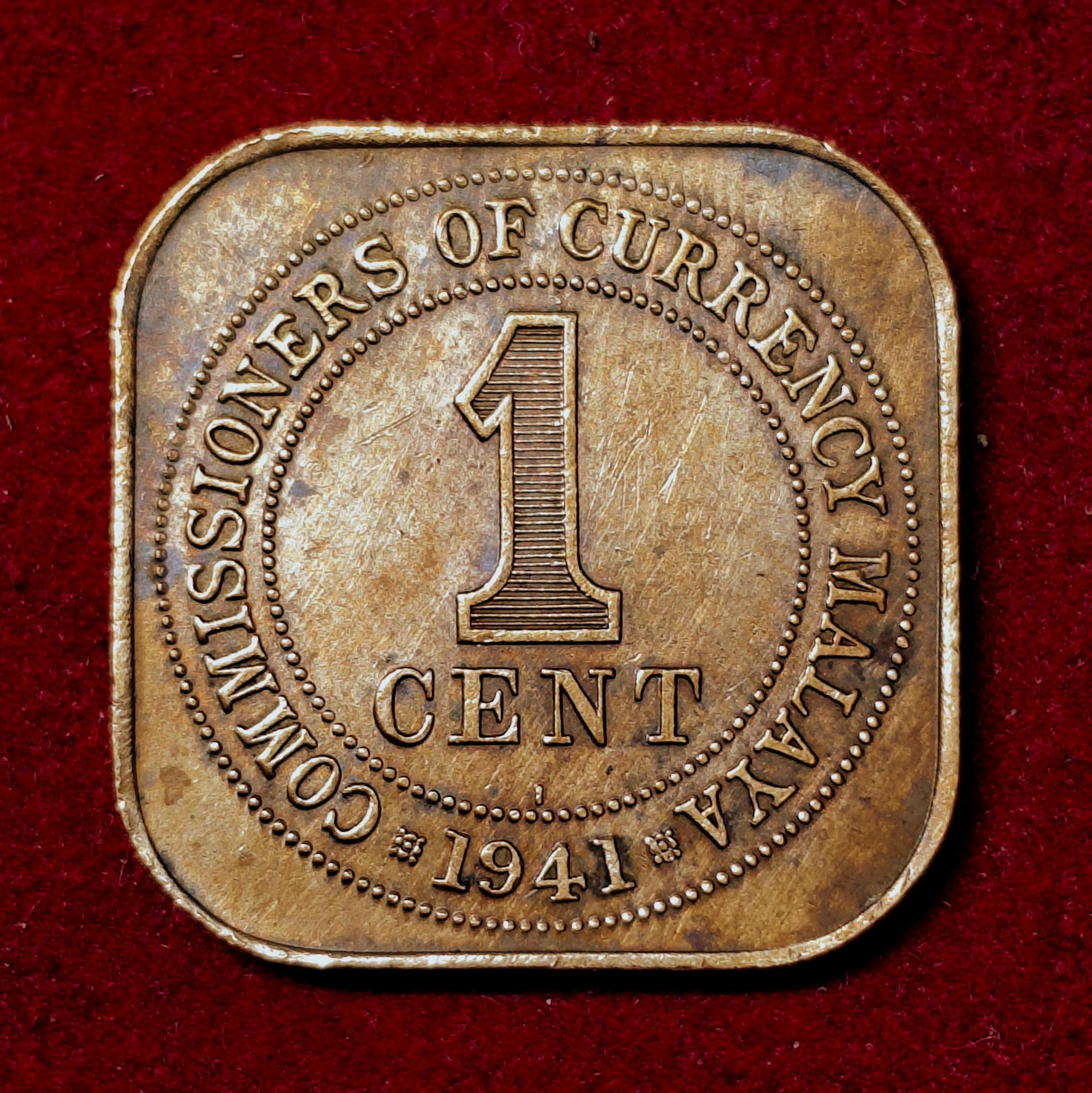 Malaya 1 Cent - George VI 1941 Coin